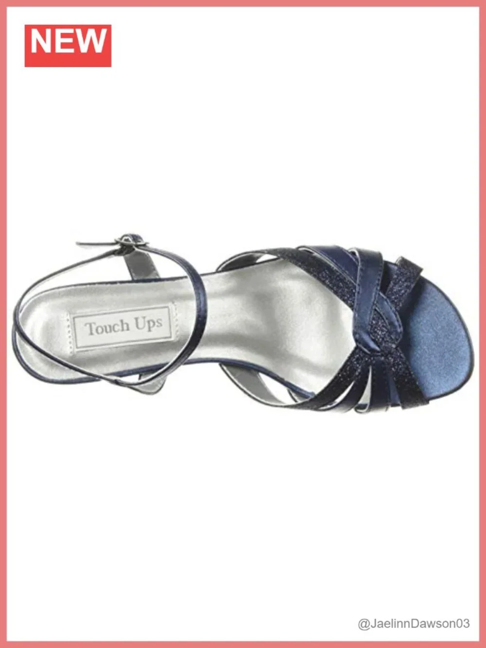 Faux Leather Slingback Open Toe Glitter Rhinestone Stacked Heel Sandals